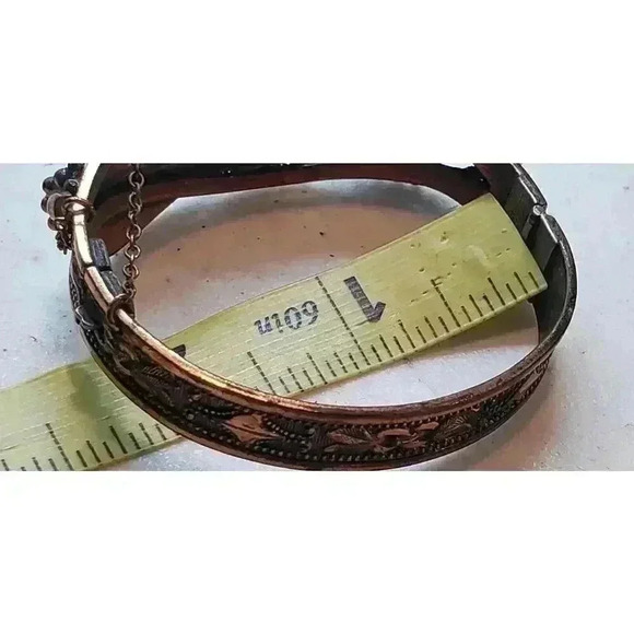 Vintage Whiting Davis Copper Hinged Bangle Bracelet Southwest Style Leaves - Picture 12 of 12